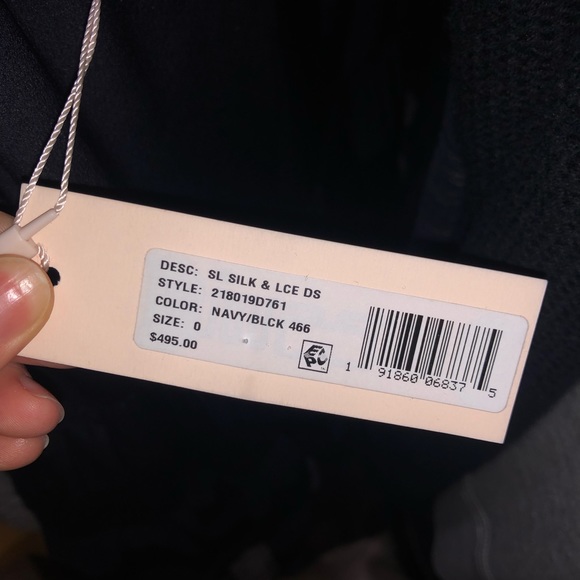 Silk and Lace Dress with Shoulder Tie - Picture 6 of 7